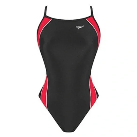 SPEEDO Racing One-Piece Swimwear In black/Red Size 6/32 - NWT - Picture 1 of 6